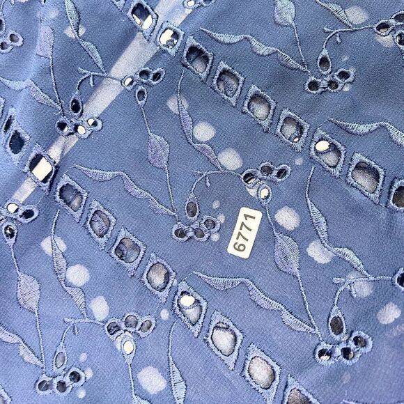 Chico's Cardigan Sweater Women Large Eyelet Embroidered Sheer Long New Navy - Picture 12 of 12